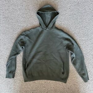 Zara Men's Sweater Hooded Sweatshirt Hoodie Pullover Green Grey Small